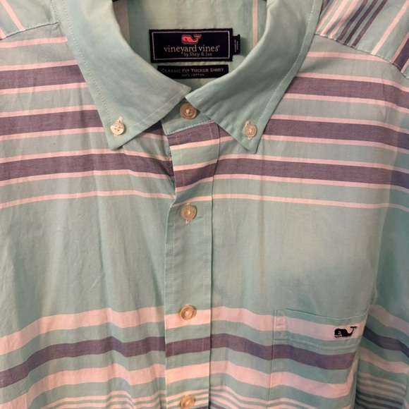 Vineyard Vines Classic Tucker Shirt Men's Sz XXL Green/ Blue Button Down NEW - Picture 3 of 8